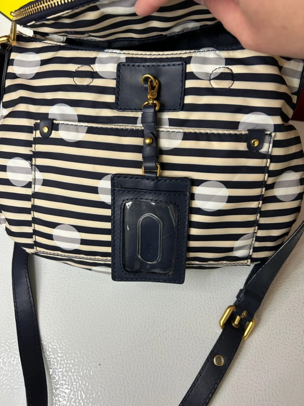 Marc By Marc Jacobs Black and White Striped Polka Dot Crossbody Bag - Picture 4 of 12